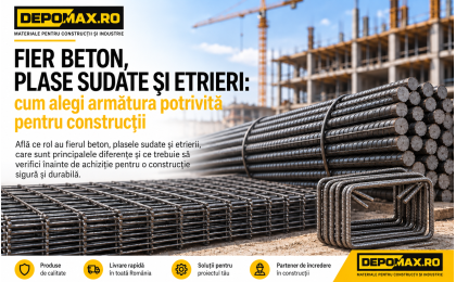 Fier beton striat, plase sudate și etrieri pentru armarea structurilor din beton